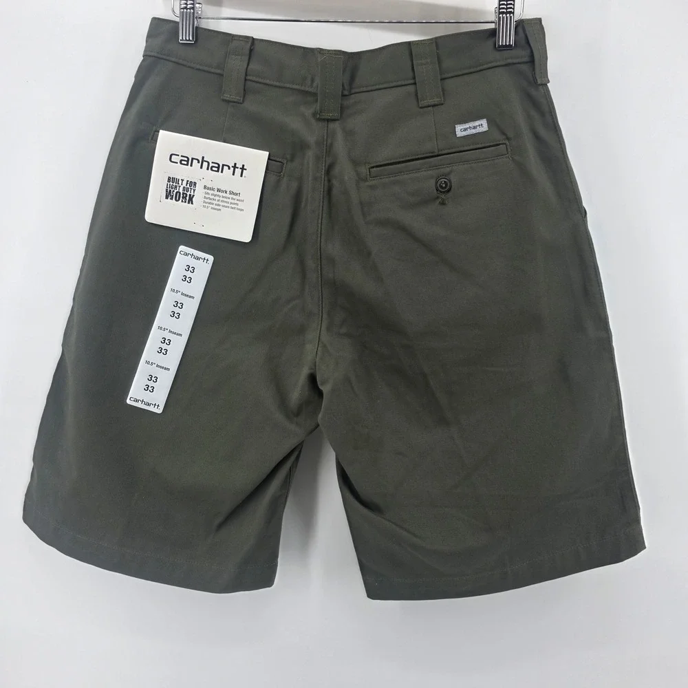 Carhartt Mens B359 MOS Size 33 Moss Green Basic Work Shorts Cotton 10.5 Inseam
